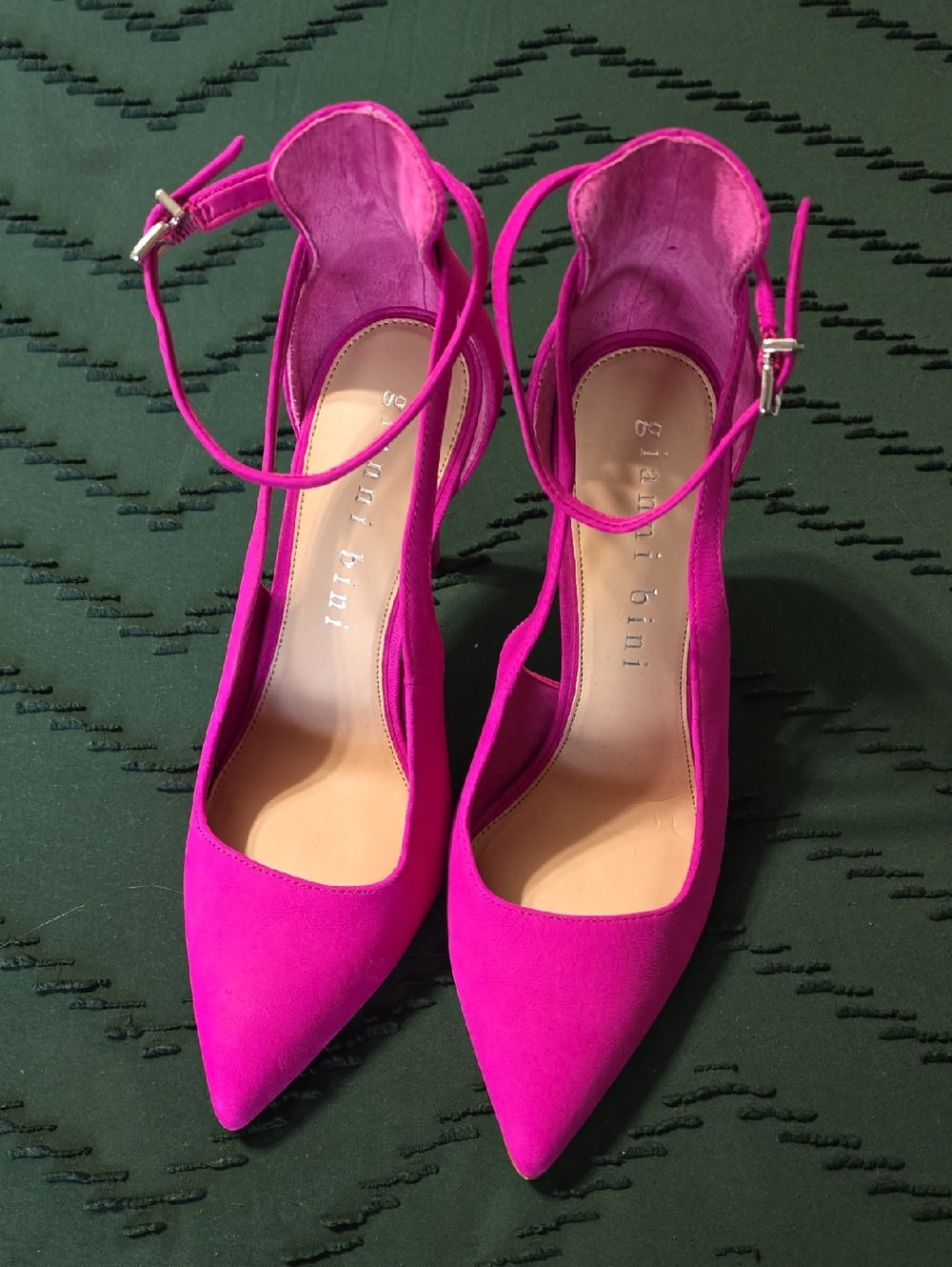 Gianni Bini Fuchsia Pointed-Toe Ankle-Strap Heels